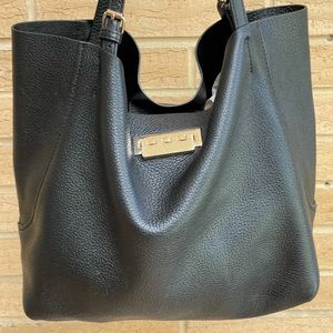Zac Posen Medium Black Leather Shopper Tote